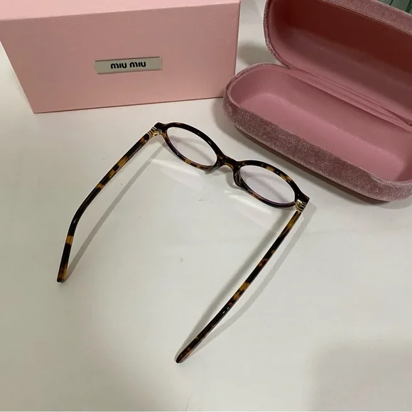 Miu Miu Tortoise Shell Glasses with Pink Velvet Case - Picture 5 of 7